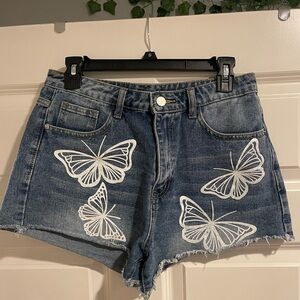 SHEIN Butterfly Denim Shorts size M